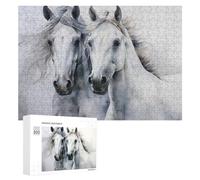 for Adults 300 PCS Puzzle Whispering White Horses Artistic Fusion Adult Puzzles Hands-on Game Improve Memory Unique Gifts for Birthday And Christmas 300 PCS