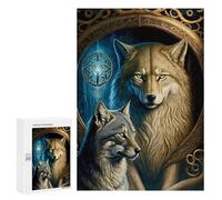 for Adults 300 PCS Puzzle Wolf Pair in Mystic Frame Adult Puzzles Hands-on Game Improve Memory Unique Gifts for Birthday And Christmas 300 PCS