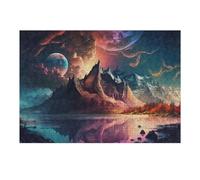 for Adults 38x26cm/1000pcs Jigsaw Puzzle Alien Planet with Reflective Lake Jigsaws for Adults Anti-Stress Toys Stress Reliever Challenging Game Gifts 38x26cm/1000pcs
