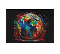 for Adults 38x26cm/1000pcs Jigsaw Puzzle Colorful Painted Globe Artwork Jigsaw for Adults Brain Teaser Game Presents for Women Fun at Home Activities, 38x26cm/1000pcs