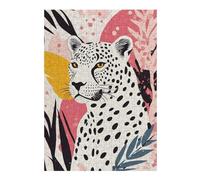 for Adults 38x26cm/1000pcs Puzzle Abstract Leopard Illustration with Tropical Leaves Jigsaw for Adults Fun Games Hand Speed Race Unique Gifts for Birthday And Christmas 38x26cm/1000pcs