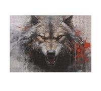 for Adults 38x26cm/1000pcs Puzzle Fiery Wolf Portrait Adult Puzzles Hands-on Game Improve Memory Unique Gifts for Birthday And Christmas 38x26cm/1000pcs