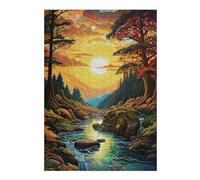 for Adults 38x26cm/1000pcs Puzzle Pixelated Sunset River Landscape Jigsaws for Adults Relax Games But Fun And Humorous Birthday And Unique Gifts 38x26cm/1000pcs