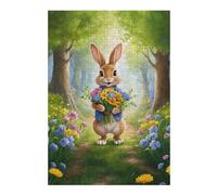 for Adults 38x26cm/1000pcs Puzzle Rabbit with Flowers in Forest Jigsaws for Adults Relaxing Games Presents for Women for Is Ideal As A Gift 38x26cm/1000pcs