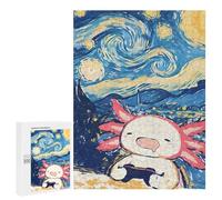 for Adults 500 PCS Jigsaw Puzzle Axolotl Gaming Starry Night Jigsaw for Adults Relaxing Games For Family Fun Challenging Game Gifts 500 PCS