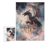 for Adults 500 PCS Jigsaw Puzzle Black Dragon And Castle Adult Jigsaw Family Game Precision Cutting Unique Birthday And Xmas Gifts 500 PCS