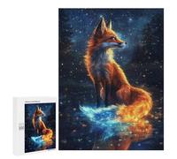 for Adults 500 PCS Jigsaw Puzzle Blue Neon Fox And The Moon Adult Jigsaw Family Game Precision Cutting Unique Birthday And Xmas Gifts 500 PCS