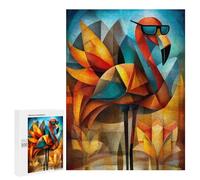 for Adults 500 PCS Jigsaw Puzzle Charming Flamingo - Cubist Cool in Shades Jigsaw for Adults Relaxing Games For Family Fun Challenging Game Gifts 500 PCS