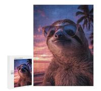 for Adults 500 PCS Jigsaw Puzzle Cool Sloth on Beach at Sunset Jigsaw for Adults Relaxing Games For Family Fun Challenging Game Gifts 500 PCS