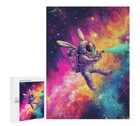 for Adults 500 PCS Jigsaw Puzzle Cosmic Bunny Astronaut Spray Painting Jigsaw Puzzles for Adults Staycation Kill Time Every Piece Is Unique - Great Gift for Gaming 500 PCS