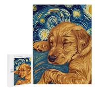 for Adults 500 PCS Jigsaw Puzzle Dog Sleeping in Starry Night Style Teenagers Puzzles Hands-on Game Home Decoration Challenging Game Gifts 500 PCS