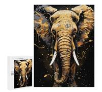 for Adults 500 PCS Jigsaw Puzzle Elephant Golden Splatter Adult Jigsaw Family Game Precision Cutting Unique Birthday And Xmas Gifts 500 PCS