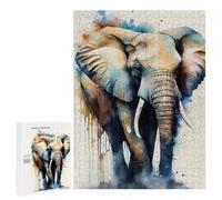 for Adults 500 PCS Jigsaw Puzzle Elephant Watercolor Animal Puzzles for Adults Anti-Stress Toys Difficult Hard Fun Activities at Home 500 PCS