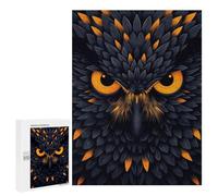 for Adults 500 PCS Jigsaw Puzzle Fierce Owl Vector Portrait with Glowing Orange Eyes Jigsaw for Adults Relaxing Games For Family Fun Challenging Game Gifts 500 PCS