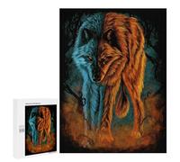 for Adults 500 PCS Jigsaw Puzzle Fire And Ice Wolf Teenagers Puzzles Hands-on Game Home Decoration Challenging Game Gifts 500 PCS