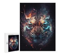 for Adults 500 PCS Jigsaw Puzzle Flame Tiger Portrait Adult Jigsaw Family Game Precision Cutting Unique Birthday And Xmas Gifts 500 PCS