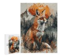 for Adults 500 PCS Jigsaw Puzzle Fox Sunset Watercolor Puzzle for Adults Family Game Precision Cutting Fun Activities at Home 500 PCS