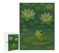 for Adults 500 PCS Jigsaw Puzzle Frog on Lily Pad Illustration Jigsaw for Adults Relaxing Games For Family Fun Challenging Game Gifts 500 PCS