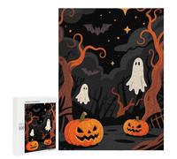 for Adults 500 PCS Jigsaw Puzzle Halloween Night Scene with Pumpkins And Ghosts Teenagers Puzzles Hands-on Game Home Decoration Challenging Game Gifts 500 PCS