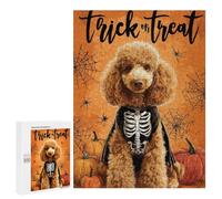 for Adults 500 PCS Jigsaw Puzzle Halloween Poodle Skeleton Costume Jigsaw Puzzles for Adults Staycation Kill Time Every Piece Is Unique - Great Gift for Gaming 500 PCS