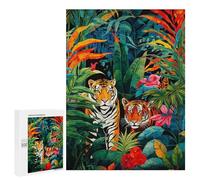 for Adults 500 PCS Jigsaw Puzzle Jungle Royalty Two Tigers Teenagers Puzzles Hands-on Game Home Decoration Challenging Game Gifts 500 PCS