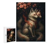 for Adults 500 PCS Jigsaw Puzzle Kitsune with Mask And Cherry Blossoms Puzzle for Adults Family Game Precision Cutting Fun Activities at Home 500 PCS