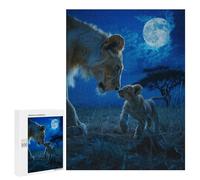 for Adults 500 PCS Jigsaw Puzzle Lioness And Cub Under Moonlight Puzzle for Adults Family Game Precision Cutting Fun Activities at Home 500 PCS