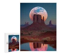 for Adults 500 PCS Jigsaw Puzzle Moon Over Monument Valley Jigsaw Puzzles for Adults Staycation Kill Time Every Piece Is Unique - Great Gift for Gaming 500 PCS