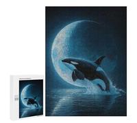 for Adults 500 PCS Jigsaw Puzzle Orca Leaping Under The Moon Teenagers Puzzles Hands-on Game Home Decoration Challenging Game Gifts 500 PCS