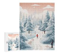 for Adults 500 PCS Jigsaw Puzzle Pine Forest Winter Walk Adult Jigsaw Family Game Precision Cutting Unique Birthday And Xmas Gifts 500 PCS