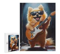 for Adults 500 PCS Jigsaw Puzzle Pomeranian Playing Guitar-3 Jigsaw Puzzles for Adults Staycation Kill Time Every Piece Is Unique - Great Gift for Gaming 500 PCS