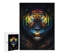 for Adults 500 PCS Jigsaw Puzzle Rainbow Tiger Portrait Adult Jigsaw Family Game Precision Cutting Unique Birthday And Xmas Gifts 500 PCS