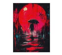 for Adults 500 PCS Jigsaw Puzzle Silhouette Under Red Moon Jigsaws for Adults Family Game Difficult Hard Challenging Game Gifts 500 PCS
