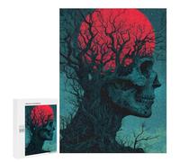 for Adults 500 PCS Jigsaw Puzzle Skull Tree with Red Moon Adult Jigsaw Family Game Precision Cutting Unique Birthday And Xmas Gifts 500 PCS
