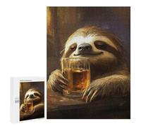 for Adults 500 PCS Jigsaw Puzzle Sloth Drinking Bourbon Whiskey Teenagers Puzzles Hands-on Game Home Decoration Challenging Game Gifts 500 PCS