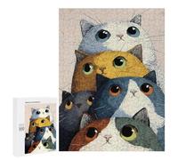 for Adults 500 PCS Jigsaw Puzzle Stack of Colorful Cats Illustration Jigsaw for Adults Relaxing Games For Family Fun Challenging Game Gifts 500 PCS