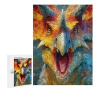 for Adults 500 PCS Jigsaw Puzzle Triceratops Roar Prehistoric Power! Jigsaw Puzzles for Adults Staycation Kill Time Every Piece Is Unique - Great Gift for Gaming 500 PCS