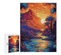 for Adults 500 PCS Jigsaw Puzzle Tropical Sunset Landscape-1 Puzzle for Adults Family Game Precision Cutting Fun Activities at Home 500 PCS