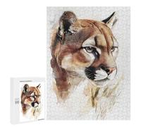 for Adults 500 PCS Jigsaw Puzzle Watercolor Cougar Portrait Puzzles for Adults Anti-Stress Toys Difficult Hard Fun Activities at Home 500 PCS