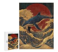 for Adults 500 PCS Jigsaw Puzzle Whale Riding Waves Art Print-2 Jigsaw Puzzles for Adults Staycation Kill Time Every Piece Is Unique - Great Gift for Gaming 500 PCS