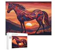 for Adults 500 PCS Puzzle Abstract Horse Sunset Artwork Adult Puzzles Hands-on Game Improve Memory Unique Gifts for Birthday And Christmas 500 PCS