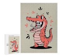 for Adults 500 PCS Puzzle Cartoon Alligator Eating Skeleton Thumbs Up Jigsaw Puzzles for Adults But Fun And Humorous for Birthday, Chrismas for Is Ideal As A Gift 500 PCS