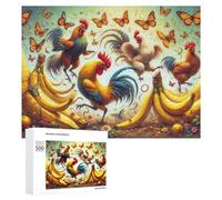 for Adults 500 PCS Puzzle Colorful Roosters And Butterflies Adult Puzzles Hands-on Game Improve Memory Unique Gifts for Birthday And Christmas 500 PCS