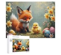 for Adults 500 PCS Puzzle Easter Fox And Chick Adult Puzzles Hands-on Game Improve Memory Unique Gifts for Birthday And Christmas 500 PCS