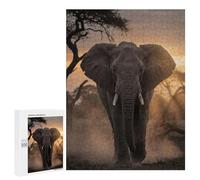for Adults 500 PCS Puzzle Elephant Walking at Sunset Jigsaw Relax Games Perfect Decoration Unique Gifts for Birthday And Christmas 500 PCS