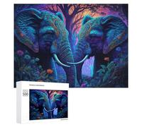 for Adults 500 PCS Puzzle Enchanted Forest Elephants Adult Puzzles Hands-on Game Improve Memory Unique Gifts for Birthday And Christmas 500 PCS