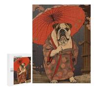 for Adults 500 PCS Puzzle English Bulldog Geisha Jigsaw Relax Games Perfect Decoration Unique Gifts for Birthday And Christmas 500 PCS