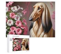for Adults 500 PCS Puzzle Floral Afghan Hound Art Print Adult Puzzles Hands-on Game Improve Memory Unique Gifts for Birthday And Christmas 500 PCS