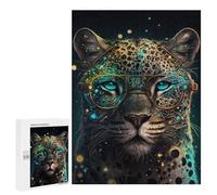 for Adults 500 PCS Puzzle Leopard with Glasses Art Print Jigsaw Puzzles for Adults But Fun And Humorous for Birthday, Chrismas for Is Ideal As A Gift 500 PCS