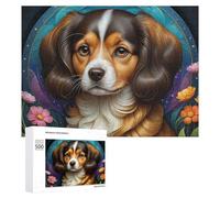 for Adults 500 PCS Puzzle Magical Floral Dog Portrait Adult Puzzles Hands-on Game Improve Memory Unique Gifts for Birthday And Christmas 500 PCS